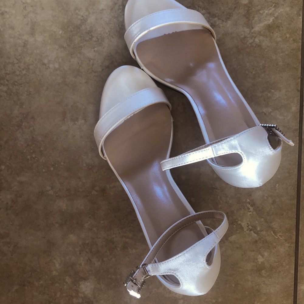 Satin Ivory Wedding Heels Size 7